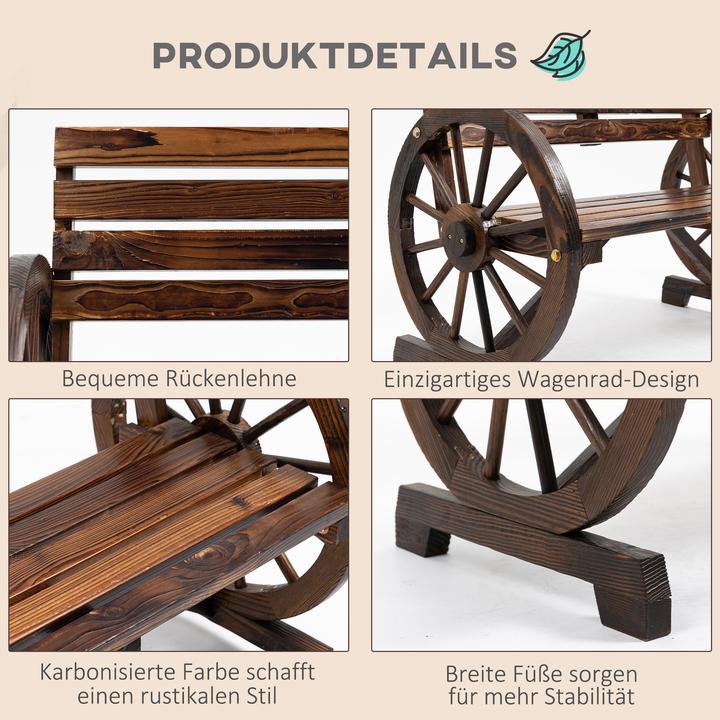 Produktbild Outsunny Gartenbank Wagenrad-Design