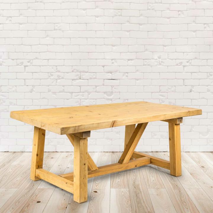 Produktbild PureHaven Rustikaler Massivholztisch 200x100x76 cm Esstisch Vollholz Unikat handgefertigt Kiefer Vin (200 x 100 x 76 cm)