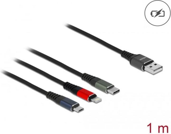 Image du produit Delock USB-A – USB-C, Lightning, USB Micro B (1 m, USB 2.0)