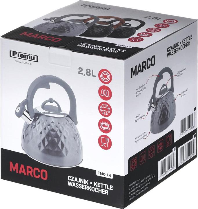 Actual product image Promis TMC14G Kettle 2 8 l MARCO grey glossy (3 l, EU plug)