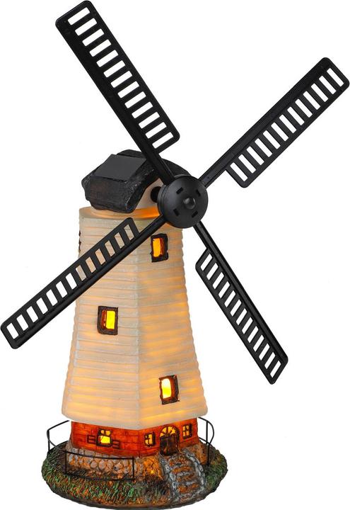 Image du produit HI Lot de 2 moulins à vent solaires avec fenêtres éclairées