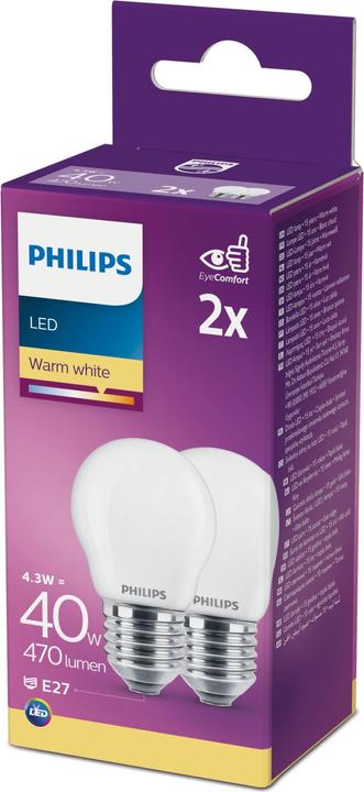Image du produit Philips Lampe P45 (E27, 4.30 W, 470 lm, 2 x, F)