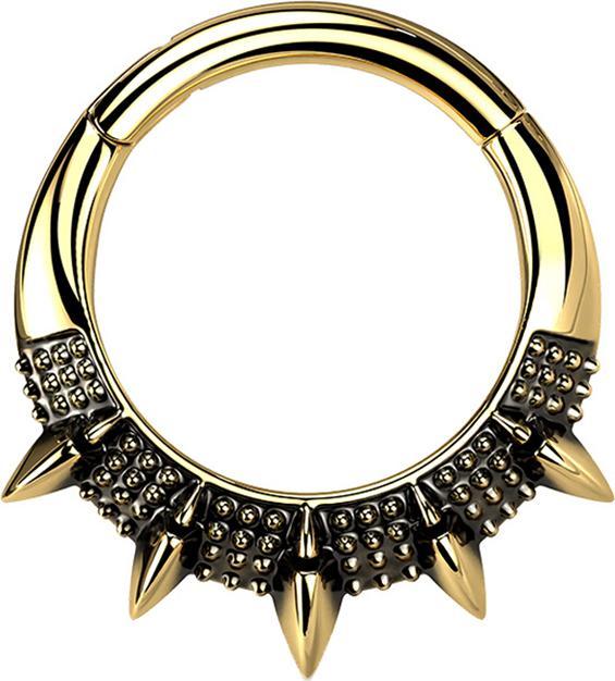 Immagine prodotto Star Piercing Anello a micro segmenti con cerniera placcata oro a cinque coni (Acciaio chirurgico 316L, senza ottone)