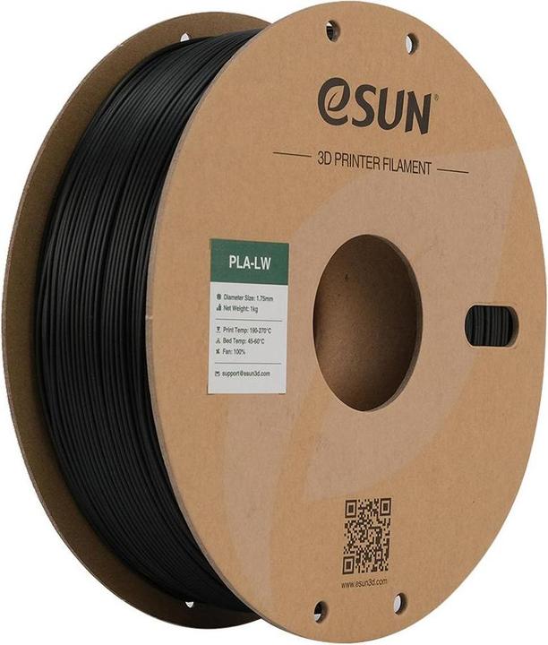 Actual product image eSUN ePLA-LW Black Lightweight Filament 1.75mm 1Kg (PLA, 1.75 mm, 1000 g, Black)