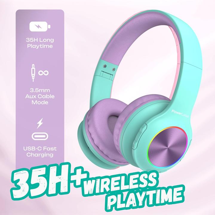 Actual product image PowerLocus Wireless Headphones for kids PLED (blue&purple)