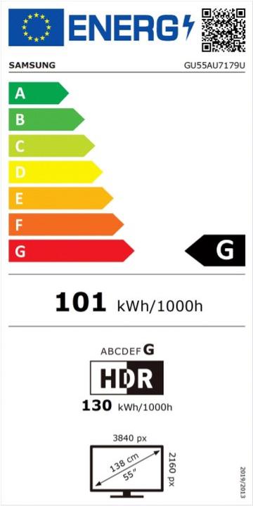 Energie-Label Samsung GU55AU7179U (55", AU7179, LED, 4K, 2021)