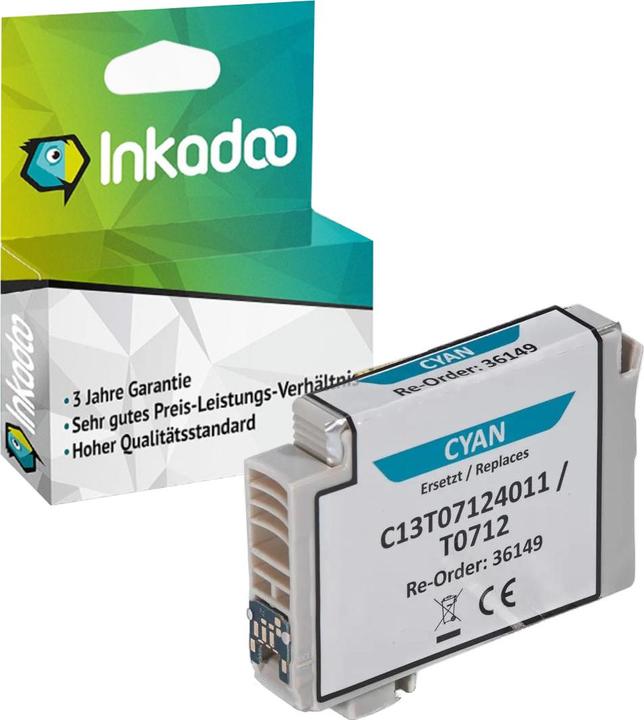 Immagine prodotto Inkadoo Cartucce d'inchiostro compatibili con Epson C13T07124011 / T0712, ciano Ciano (C)