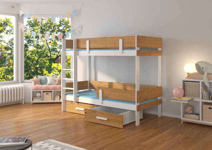 Produktbild ADRK Furniture Doppelstockbett mit ETIONA 200x90 Matratzen (200 x 90 cm)