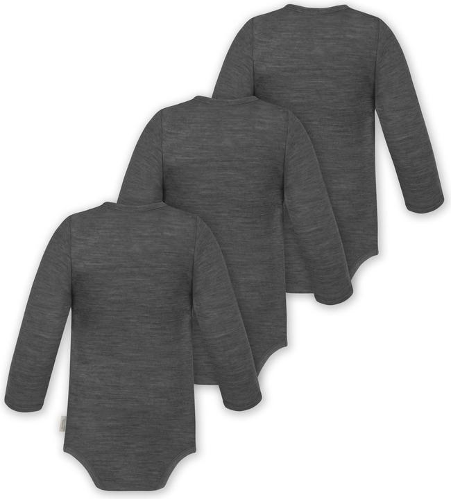 Actual product image Normani 3-pack baby merino bodysuit long sleeve "Auckland" - 9371 (62)