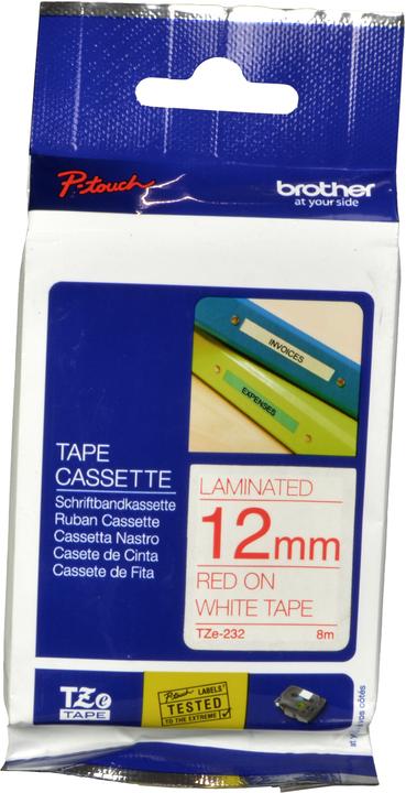 Produktbild Brother Tze-232 (1.20 cm, Rot, Weiss)