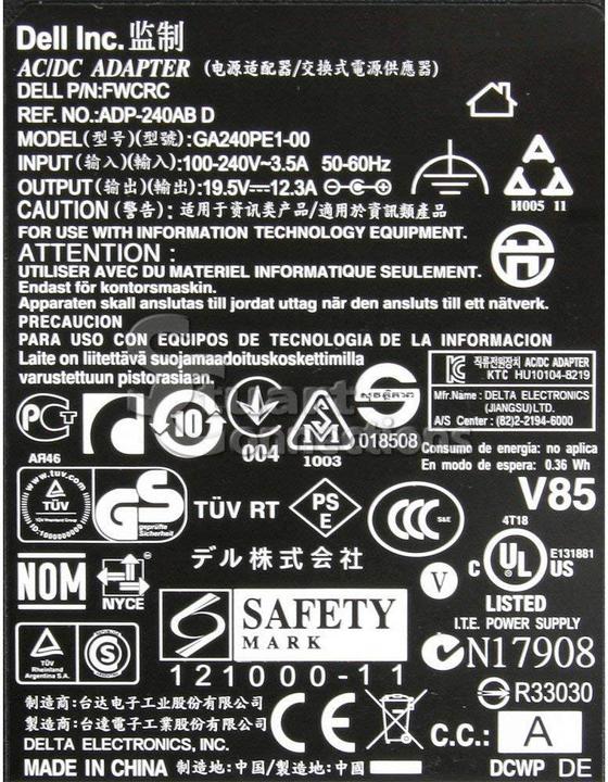 Produktbild Dell Laptop-Netzteil 240 W 5 mm 12,3 A 19,5 V (PA-9E) (240 W)