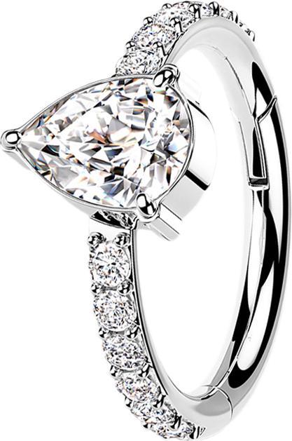 Immagine prodotto Star Piercing Anello a micro segmenti con cerniera in argento con cristalli laterali e gocce di cristallo in (senza ottone)