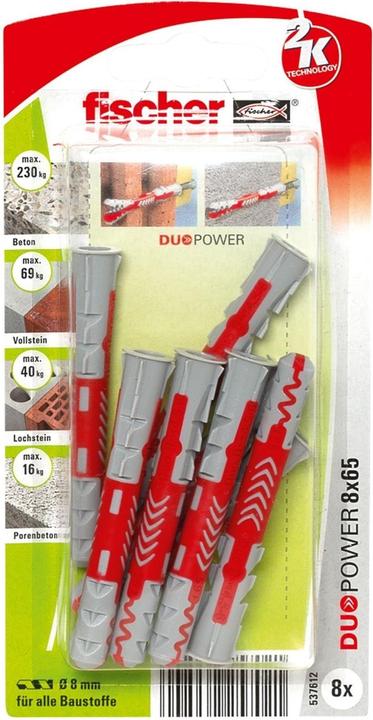 Fischer DUOPOWER 8x65 K 8 537612 (8 pcs)