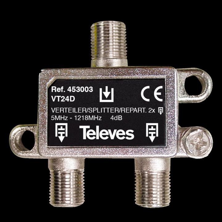 Actual product image Televes VT24D cable splitter or combiner cable splitter stainless steel (VT24D) (4 dB, Manifolds and Branchers)