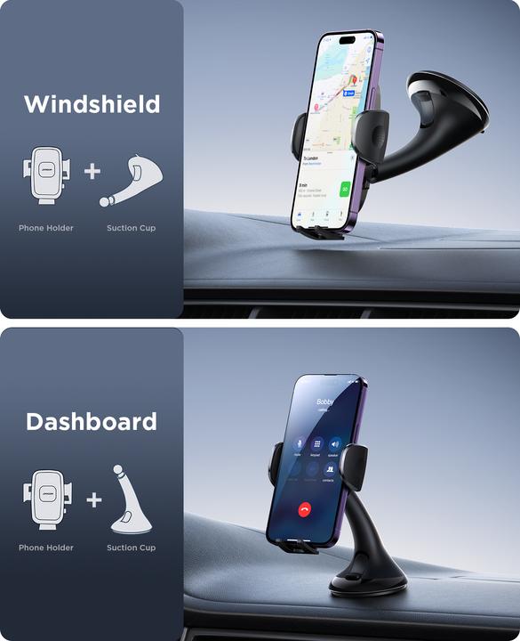 Immagine prodotto Joyroom Supporto per dispositivo mobile a 360° con ventosa per parabrezza e dashboard - Nero