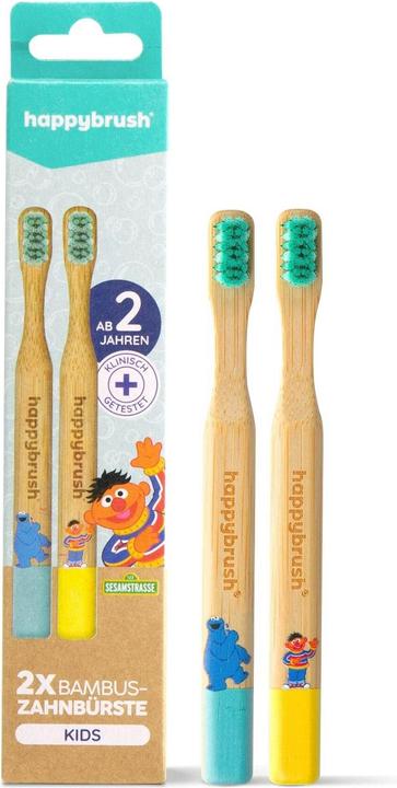 happybrush Handzahnbürste Bambus Sesamstrasse Soft (Weich, 2 x)