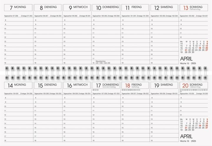 Voedingswaarden en ingrediënten Rido Liggende kalender semana 29,7x10,5cm 1 week/pagina kartonnen omslag blauw 2025 (Duits)