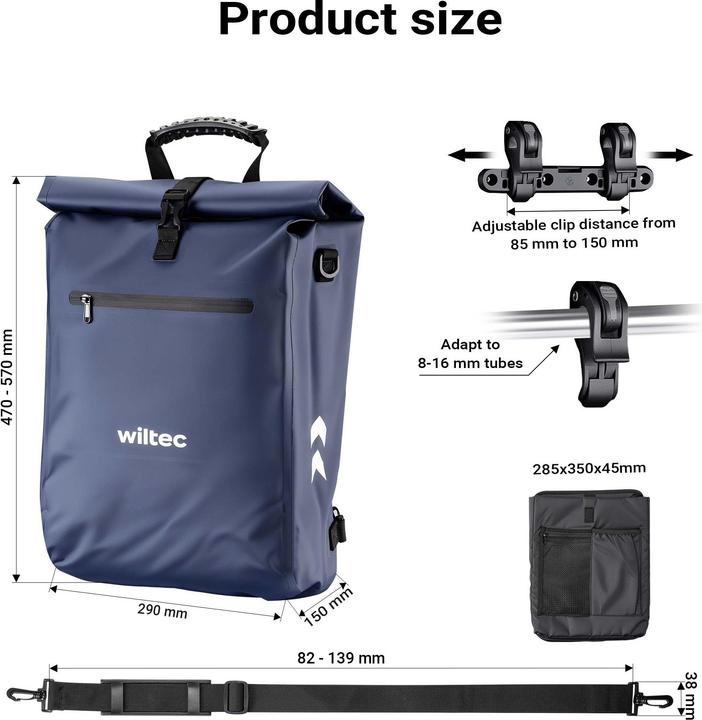 Produktbild Wiltec Gepäckträgertasche gelb 25l Fahrradtasche Rucksack Gepäcktasche (25 l, Gepäckträgertasche)