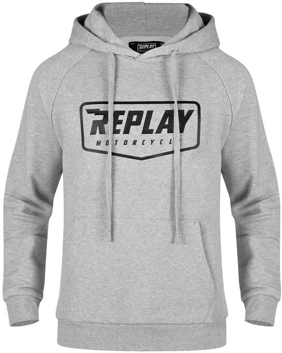 Replay LOGO Hoodie grau melange XXL (XXL)