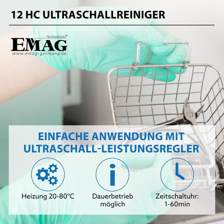 Produktbild Emag Ultraschallreiniger Emmi-12 HC-Plus (45 kHz, 1200 ml)
