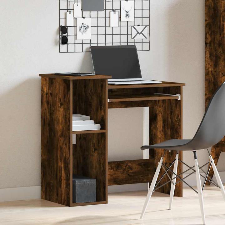Actual product image VidaXL Desk with shelf smoked oak 84x40x78 cm wood-based office desk