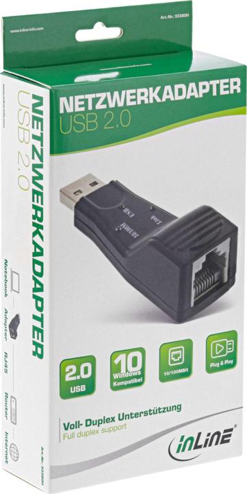Actual product image InLine USB 2.0 network adapter (USB, RJ45 (1x))