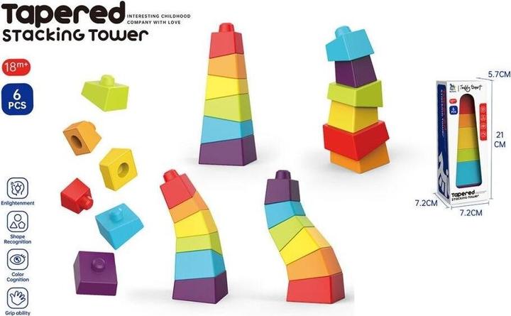 Produktbild ICOM Regenbogenturm-Puzzle für Babys, 21 cm, 6 Teile