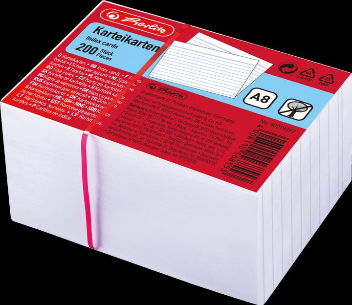 Actual product image Herlitz Index cards, DIN A8, lined, whiteá (A8, 170 g/m², 200 x)