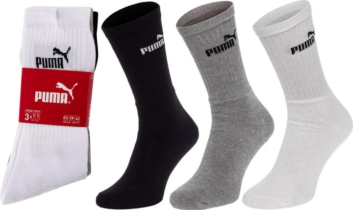 Puma Unisex Sport Socken 3er Pack, Mehrfarbig (325 - White / Grey / Black), 39-42 (39 - 42)