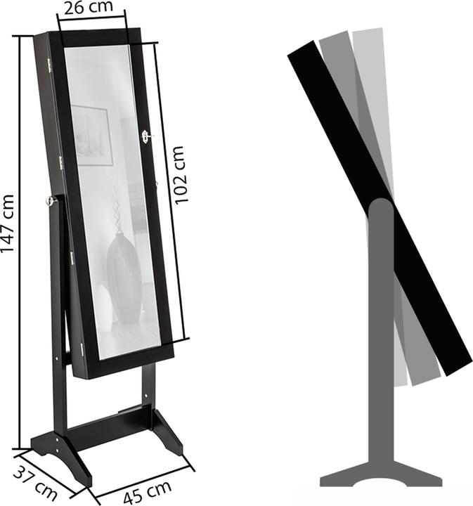 Actual product image tectake Schmuckschrank mit Spiegel