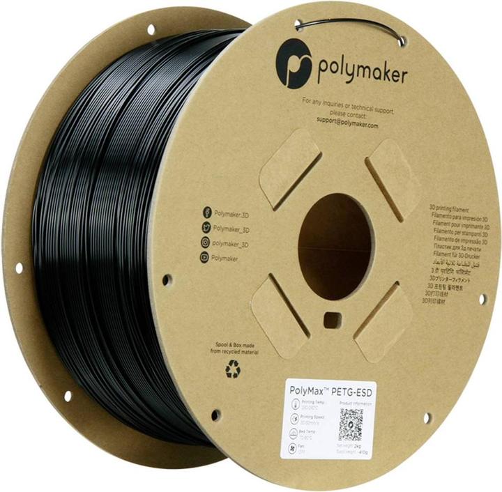 Produktbild Polymaker PolyMax PETG-ESD (PETG, 1.75 mm, 2000 g, Schwarz)