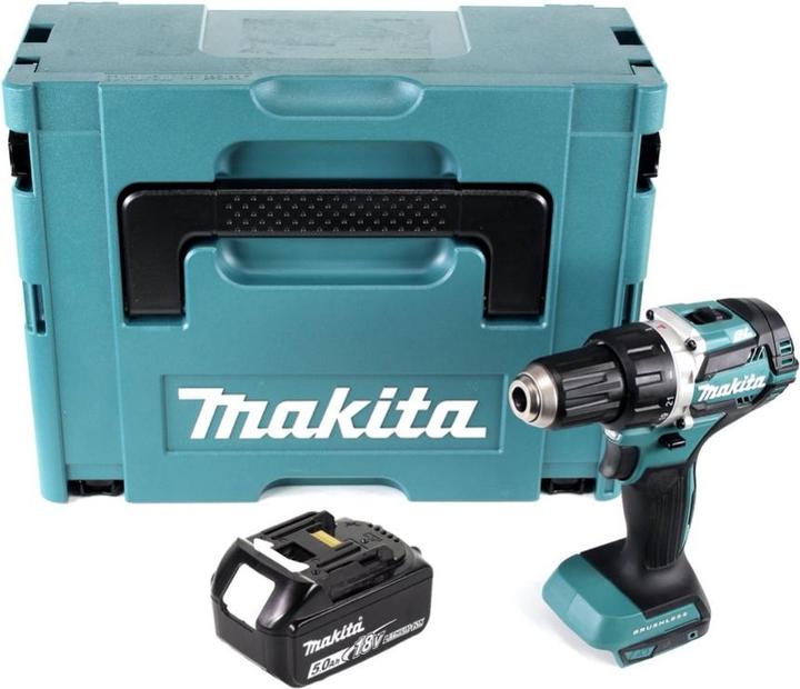 Produktbild Makita DDF 484 T1J Akku Bohrschrauber 18 V 54 Nm Brushless + 1x Akku 5,0 Ah + Makpac - ohne Ladegerä (Akkubetrieb)