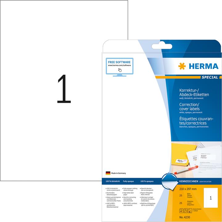Produktbild HERMA Korrektur- und Abdeck-Etiketten A4