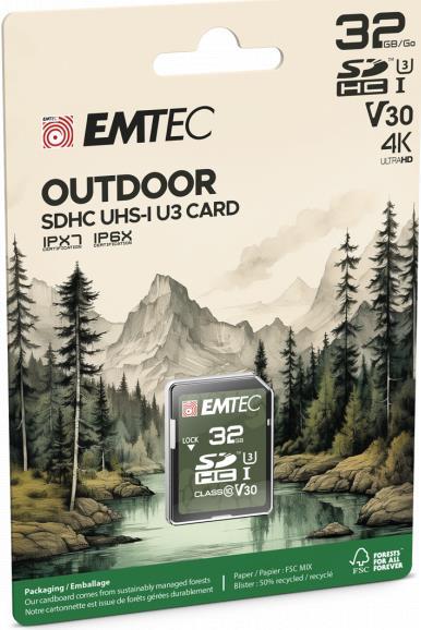 Image du produit Emtec SD 32 Go UHS-I U3 V30 Extérieur (32 Go, SDHC, U3, UHS-I)