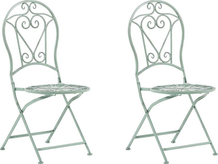 Produktbild Beliani Balkonset grün Metall 2 Stühle Klapptisch TRENTO (70 cm)