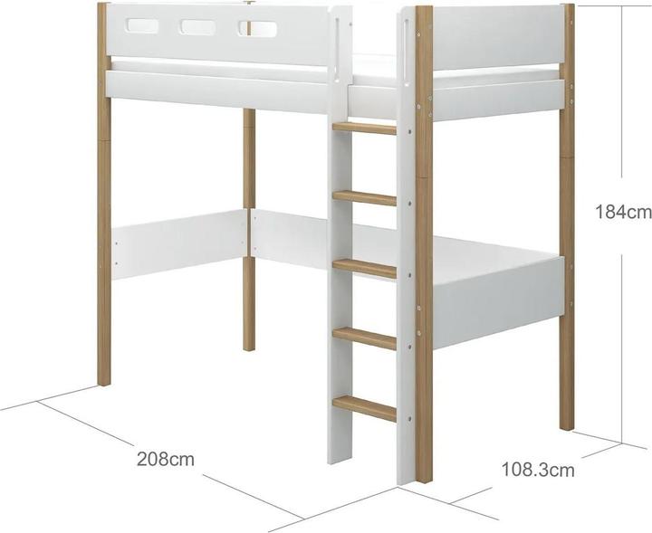 Produktbild Flexa Hochbett Nor mit gerader Leiter (90 x 200 cm)