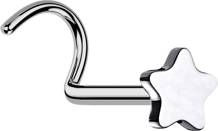 Star Piercing Threadless Nasenstecker gebogen silber Stern silber (ohne Messing, Titan G23)