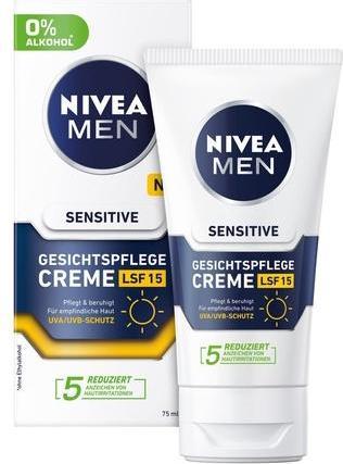 Actual product image NIVEA MEN Protective skin cream SPF 15 Men Sensitive (Face Cream) 75 ml (75 ml, Day cream, SPF 15)