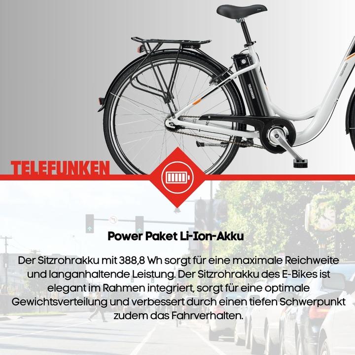 Actual product image Telefunken Multitalent RC840, City E-Bike, Motor power 250 W, Wheel size 28 ", Warranty 24 month(s), White (48 cm)