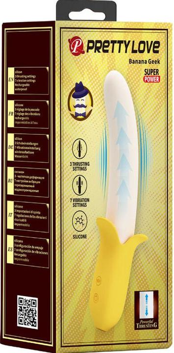 Actual product image Pretty Love Banana Geek Super Power 7 Vibration Settings Up&Down Silicone Black