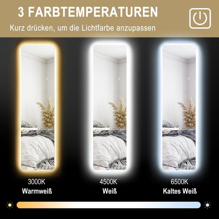 Actual product image Swisshandel24 Ganzkörperspiegel, 150 x 40 cm Standspiegel mit LED-Beleuchtung, Transparent (150 x 40 cm)