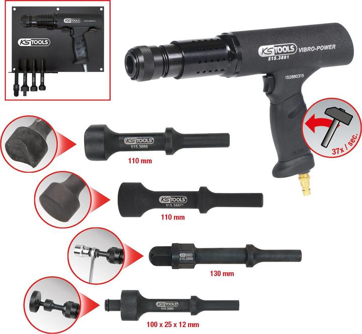 Produktbild KS Tools Vibro-Power Druckluft-Meisselhammer-Satz. 6-tlg. 51 (Benzinbetrieb)