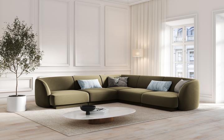 Image du produit Micadoni Canapé D'Angle Symétrique En Velours, "Miley", 5 Places, 255x255x70Fabriqué en Europe (Canapé d'angle)