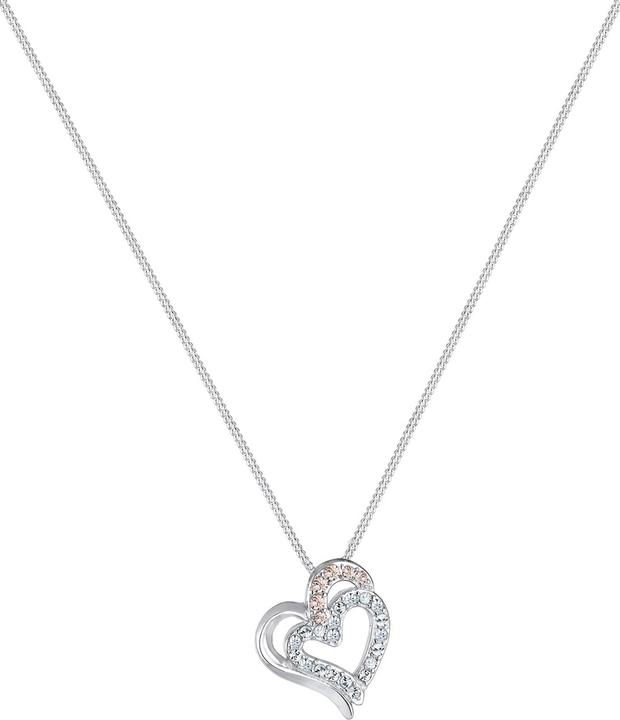 Image du produit Elli mit Herz-Anhäger verziert mit Kristallen (Argent Sterling, 45 cm)