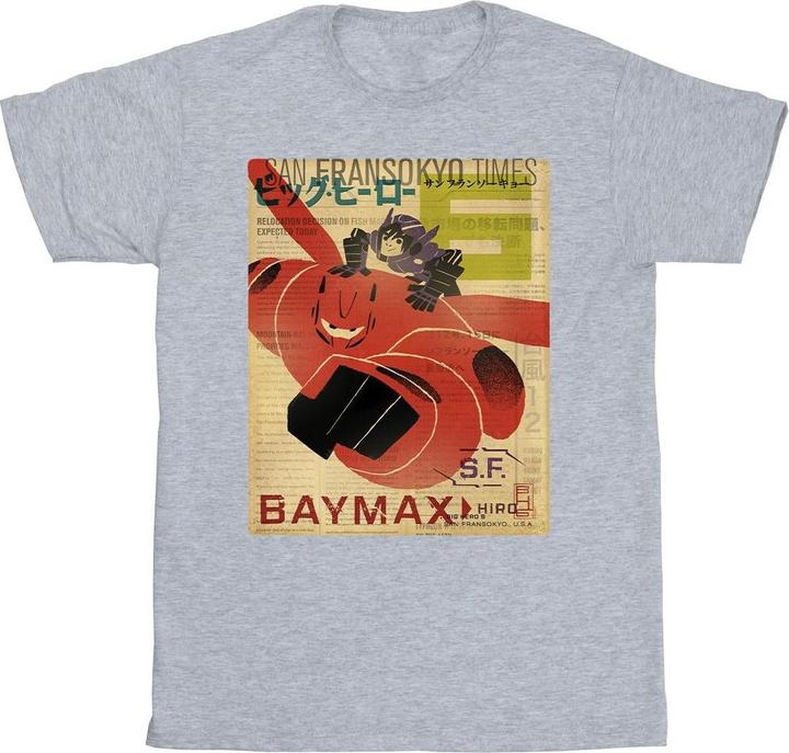 Disney Big Hero 6 Baymax Flying Baymax Newspaper TShirt (XL)