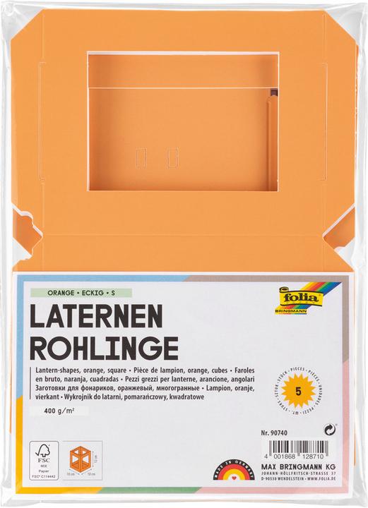 Produktbild Folia Mini-Laternen-Zuschnitt, 100 x 100 x 120 mm, orange