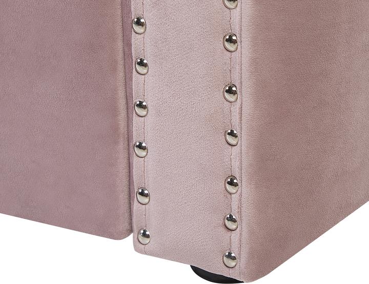 Actual product image Beliani Daybed extendable velvet fabric pink slatted frame 90 x 200 cm GASSIN (90 x 200 cm)