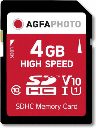 Produktbild AGFAPHOTO SDHC Karte 4GB High Speed Class 10 UHS I U1 V10 (4 GB, SDHC, U1, UHS-I)