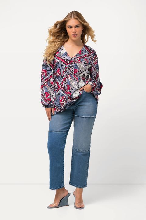 Produktbild Ulla Popken Jeans Mandy, Patchlook, Schmucknhte, weites Bein (26)