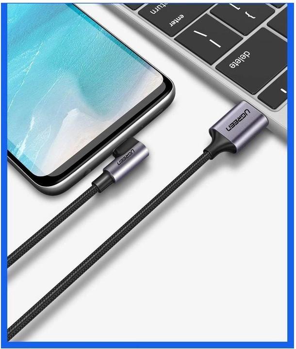 Productafbeelding Ugreen USB-C Haaks naar USB-A 2.0 A 3A Datakabel (2 m, USB 2.0, 18 W)